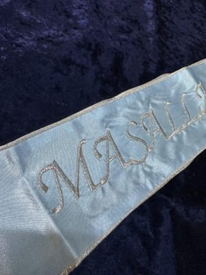 sünnet kıyafeti aksesuarı maşallah bandı bebe mavisi gümüş