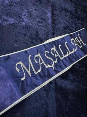 sünnet kıyafeti aksesuarı, maşallah bandı lacivert gümüş