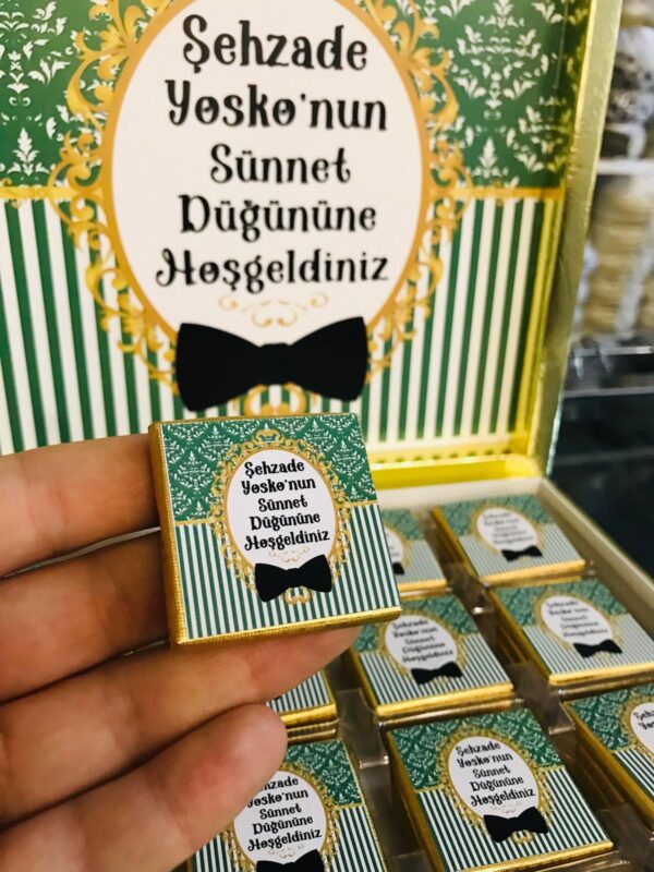Sünnet Çikolatası, İsim Etiket Baskılı, 32'li