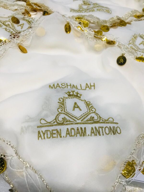 Halay Mendili, İsim Nakışlı; Krem-Altın
