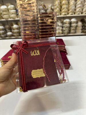 Yasin,Tesbih, Şeffaf Kutuda, 1 Adet-Bordo-Altın