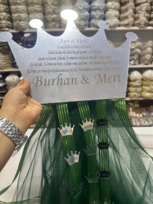 Kapı Süsü, Pleksi, Ayetel Kürsi, İsimli, Yeşil-Gümüş
