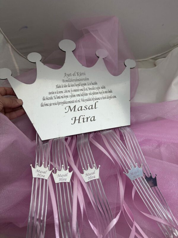 Kapı Süsü, Pleksi, Ayetel Kürsi, İsimli, Pembe-Gümüş