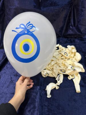 Balon, Nazar Boncuklu, Beyaz 20'li