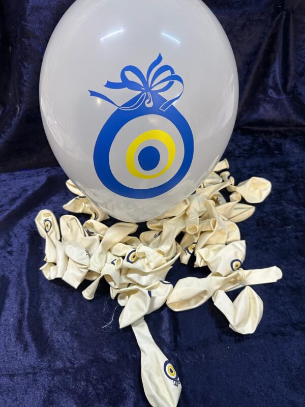 Balon, Nazar Boncuklu, Beyaz 20'li